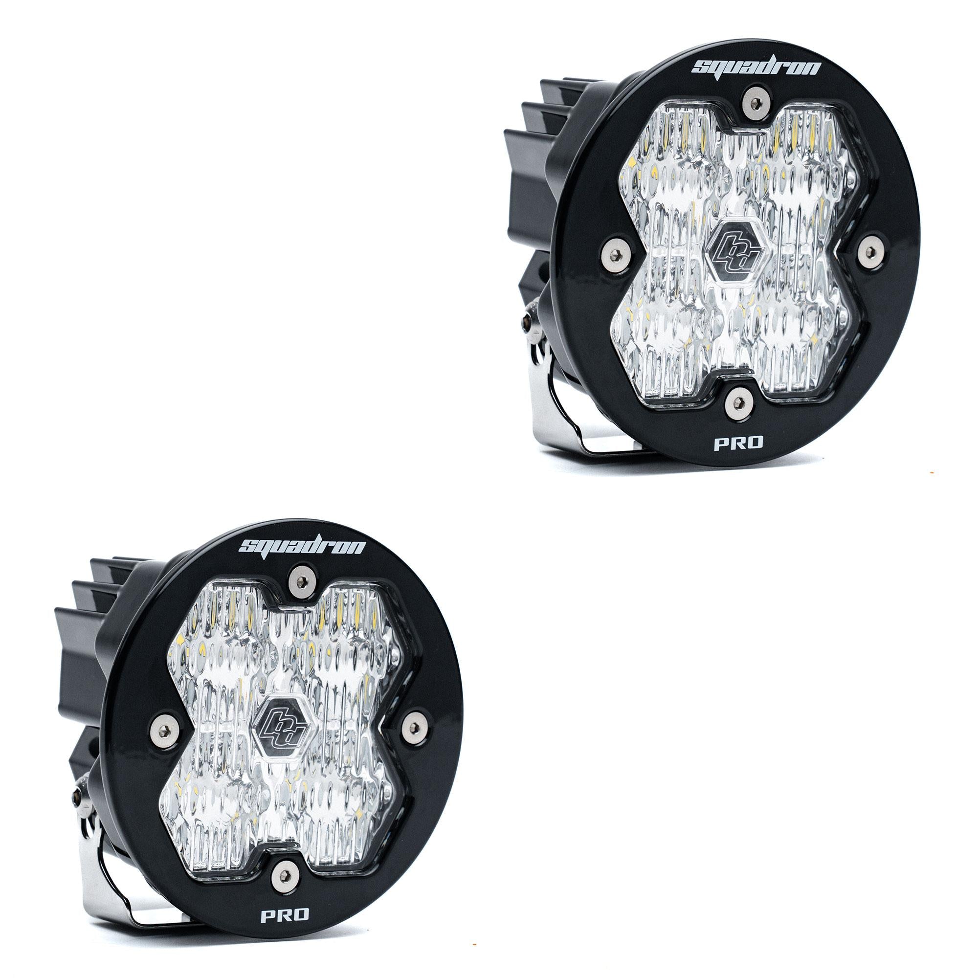 Squadron-R 2.0 Pro Black LED Auxiliary Light Pod Pair (No Harness) Universal Clear Wide Cornering Baja Designs
