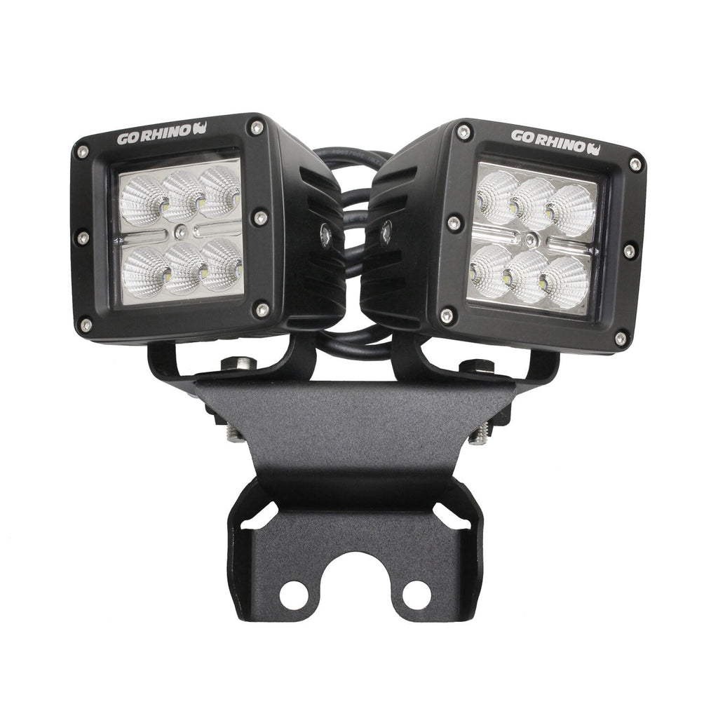 XE Hard Top Light Mount for two 3 Inch x 3 Inch LED Cube Lights Textured Black 2018-2026 Jeep Wrangler JL 2020-2025 Jeep Gladiator Go Rhino