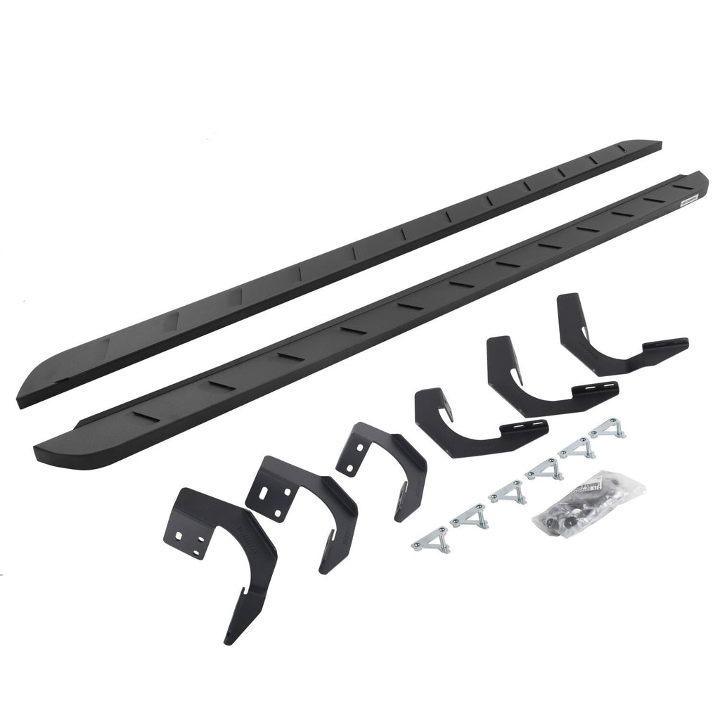 RB10 Slim Line Running Boards With Mounting Brackets Curved Textured Black 2019-2026 Ram 1500 Extended Cab Go Rhino