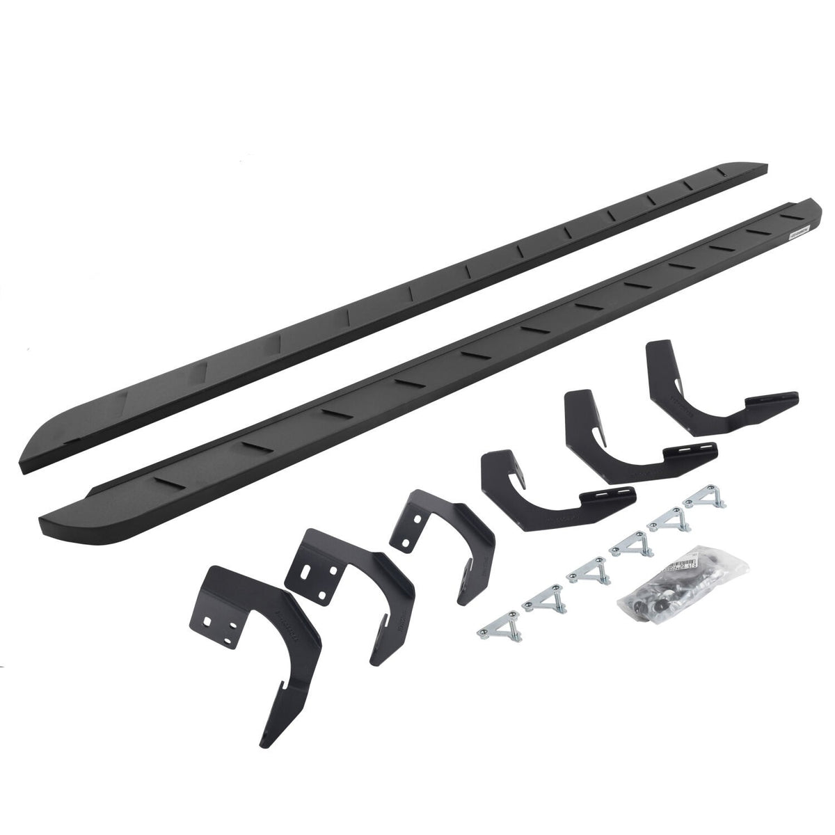 RB10 Slim Line Running Boards With Mounting Brackets Curved Textured Black 2019-2026 Ram 1500 Extended Cab Go Rhino