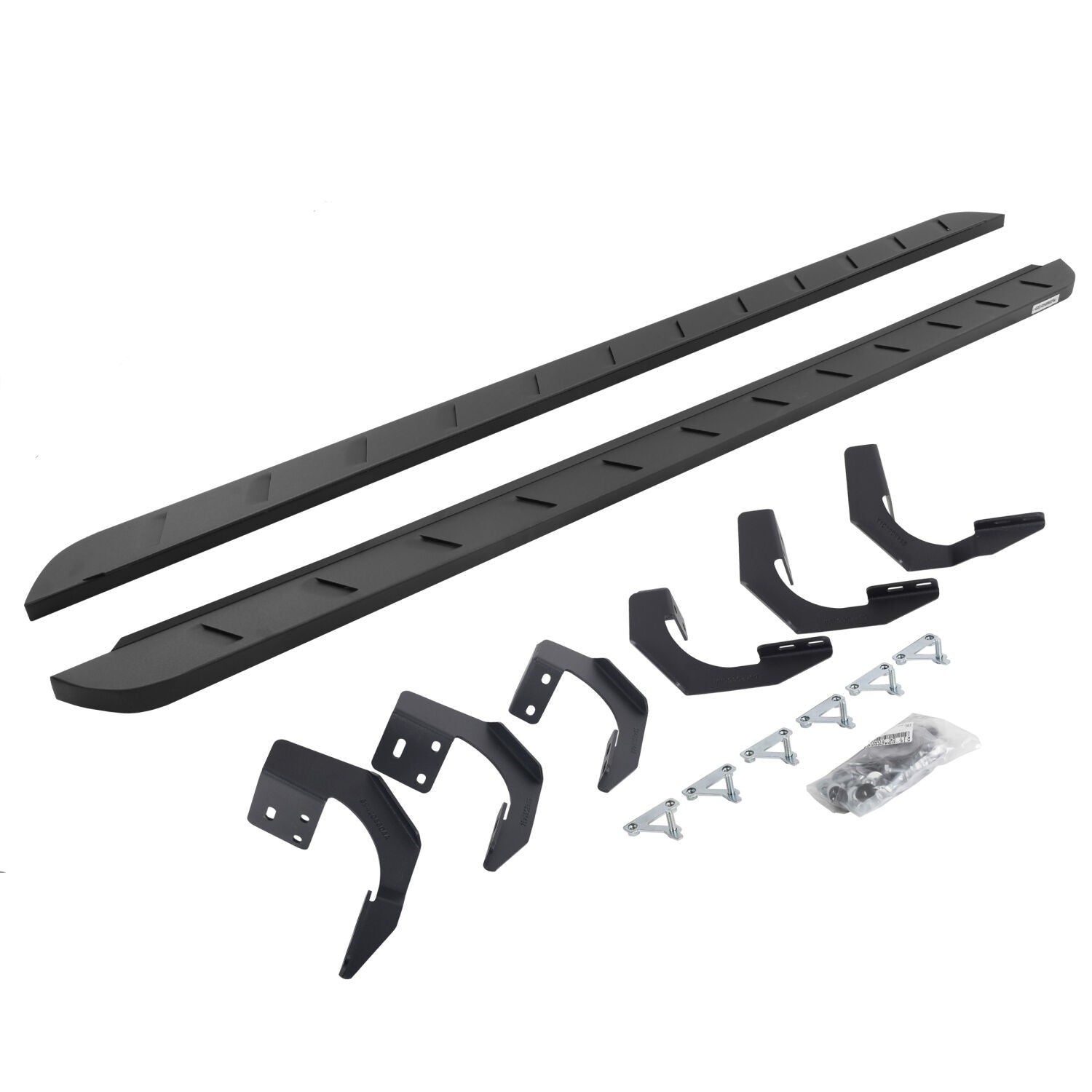 RB10 Slim Line Running Boards With Mounting Brackets Curved Textured Black 2019-2026 Ram 1500 Crew Cab Go Rhino