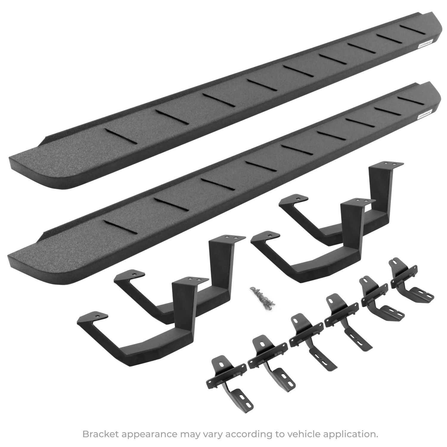 RB10 Running Boards With Mounting Brackets & 2 Pairs of Drop Steps Kit Protective Bedliner Coating 2020-2025 Jeep Gladiator Go Rhino
