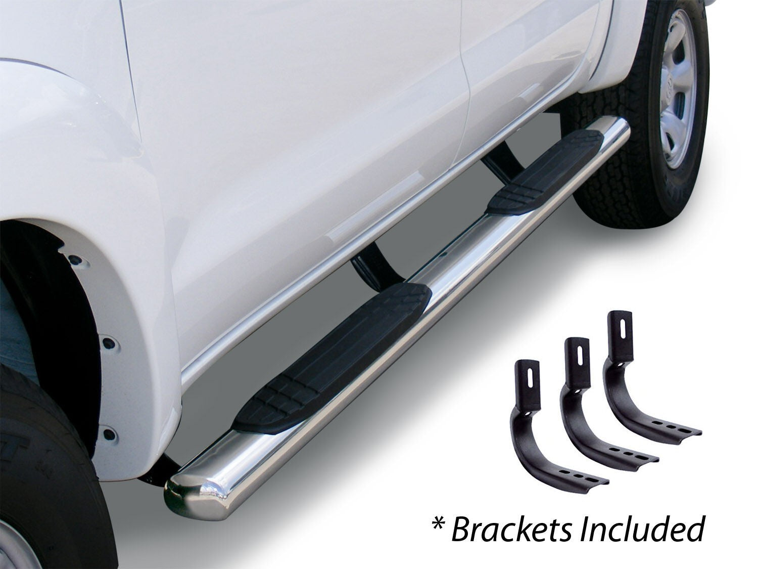 4 Inch OE Xtreme SideSteps With Mounting Bracket Kit Polished Stainless Steel 2009-2010 Dodge Ram 1500/2500/3500 Go Rhino