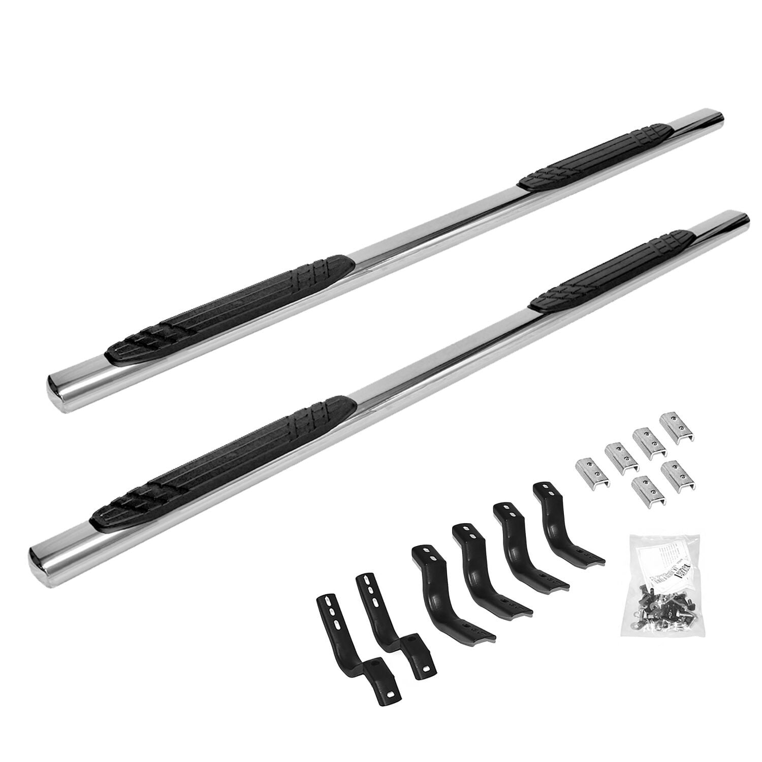 4 Inch OE Xtreme SideSteps With Mounting Bracket Kit Polished Stainless Steel 1999-2016 Ford F-250/F-350 Crew Cab Go Rhino