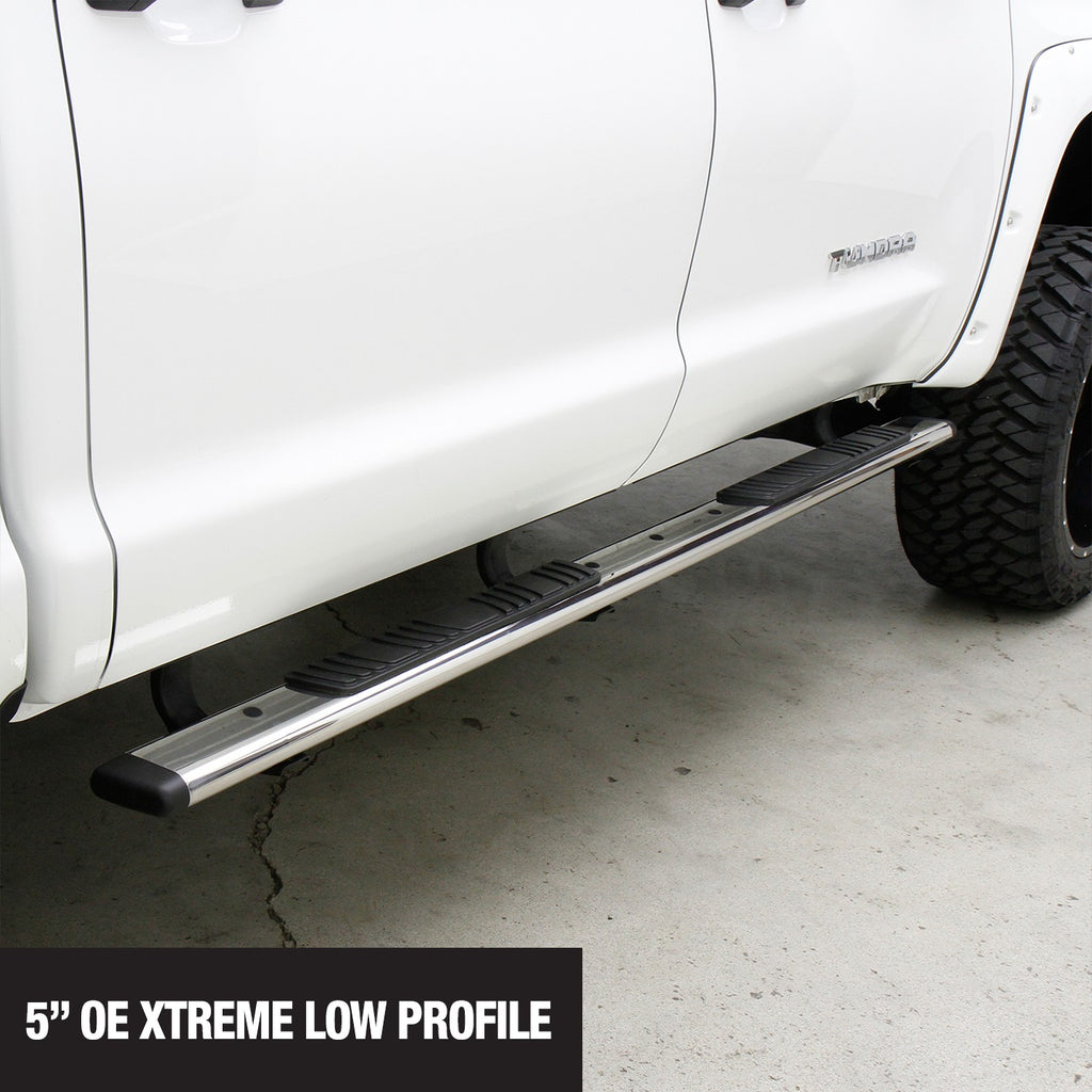 5 Inch OE Xtreme Low Profile Side Steps with Mounting Brackets Kit Polished Stainless Steel 2017-2026 Ford F-250/F-350 Go Rhino