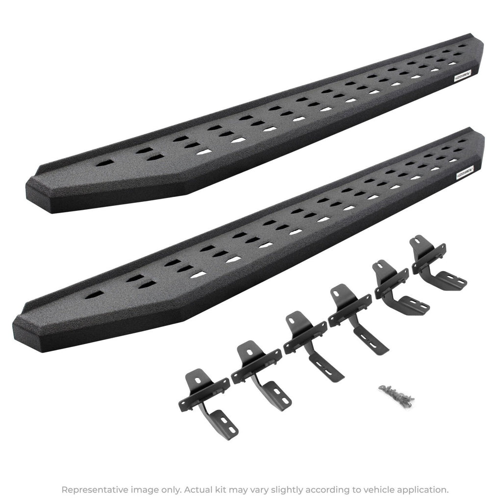 RB20 Running Boards 80 Inch With Mounting Brackets Protective Bedliner Coating 2004-2014 Ford F-150 Go Rhino