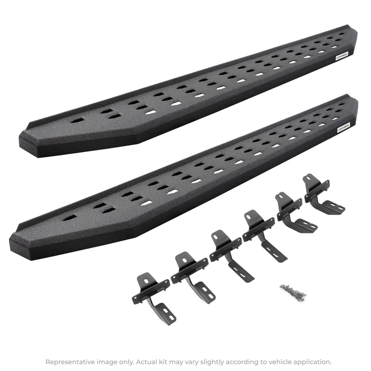 RB20 Running Boards With Mounting Brackets Protective Bedliner Coating 2015-2026 Ford F-150/ F-250/F-350 Extended Cab Go Rhino