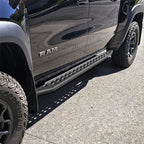 RB10 Slim Line Running Boards With Mounting Brackets Angled Protective Bedliner Coating 2019-2026 Ram 1500 Go Rhino
