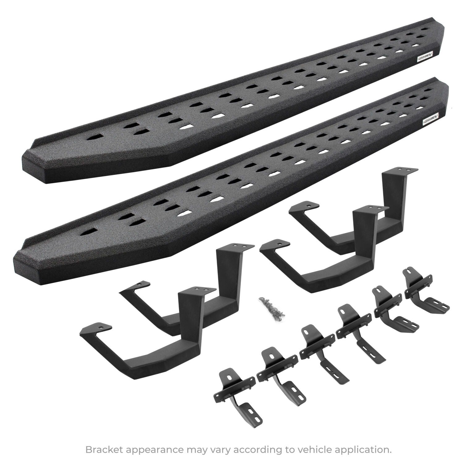 RB20 Running Boards With Mounting Brackets & 2 Pairs of Drop Steps Kit Textured Black 2007-2021 Toyota Tundra Go Rhino