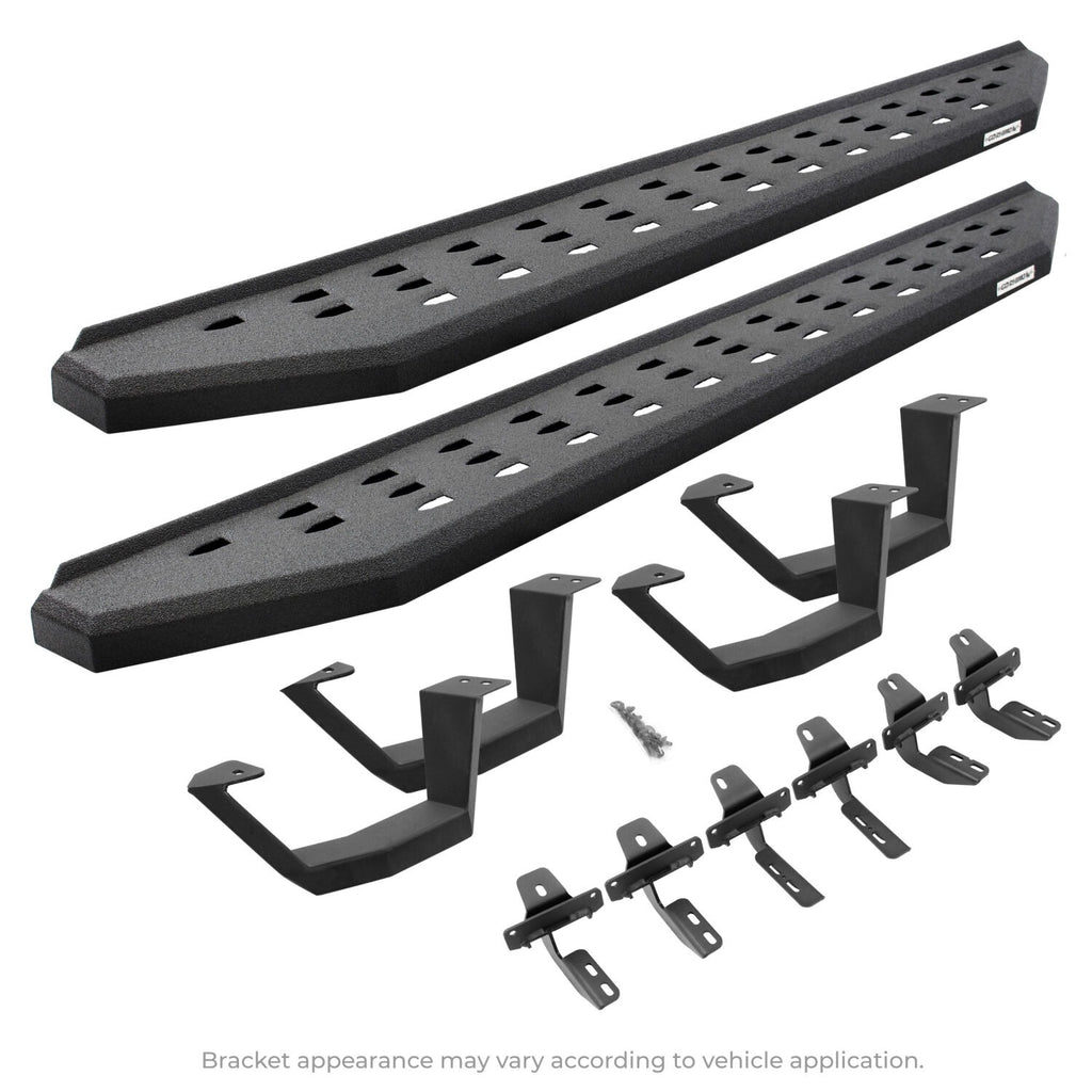RB20 Running Boards W/Brackets, 2 Pairs Drop Steps Text Blk 2024-2026 Toyota Tacoma Go Rhino