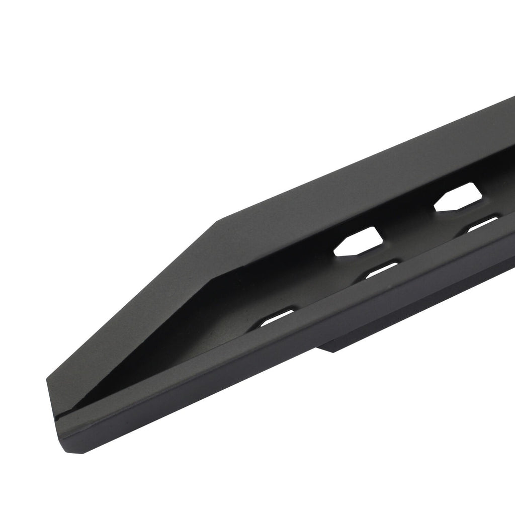 RB10 Slim Line Running Boards With Mounting Brackets Angled Textured Black 2018-2026 Jeep Wrangler Go Rhino