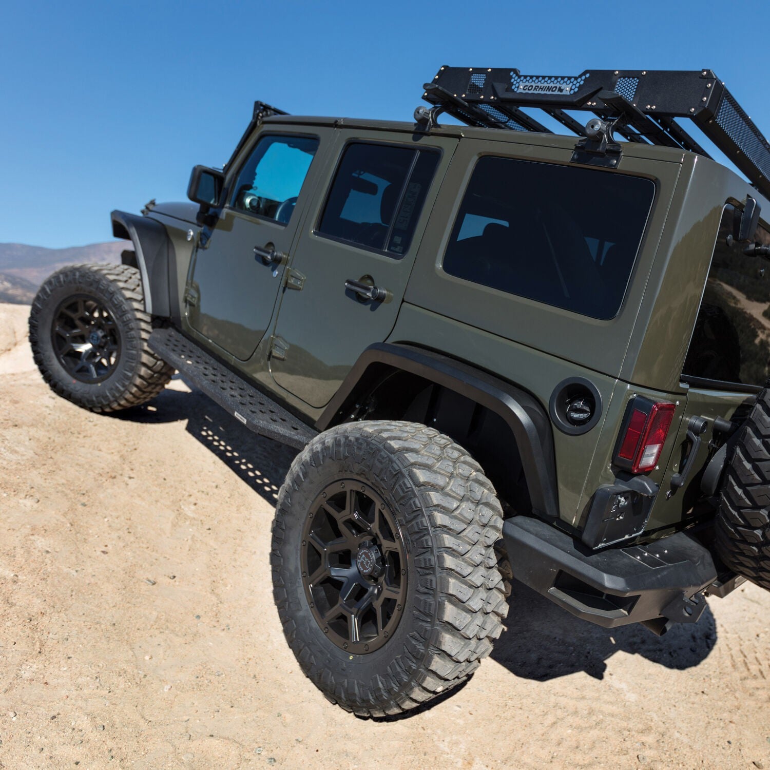 RB20 Running Boards With Mounting Brackets Protective Bedliner Coating 2018-2026 Jeep Wrangler Go Rhino