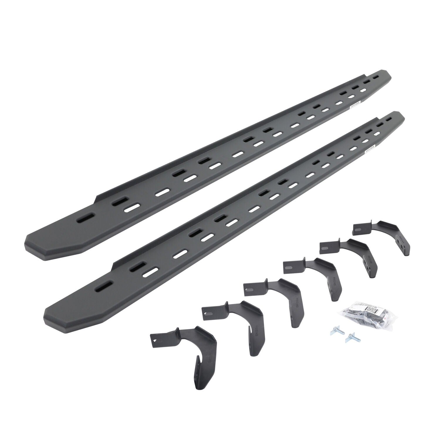 RB30 Slim Line Running Boards with Mounting Bracket Kit Textured Black 2004-2014 Ford F-150 Extended Cab Go Rhino