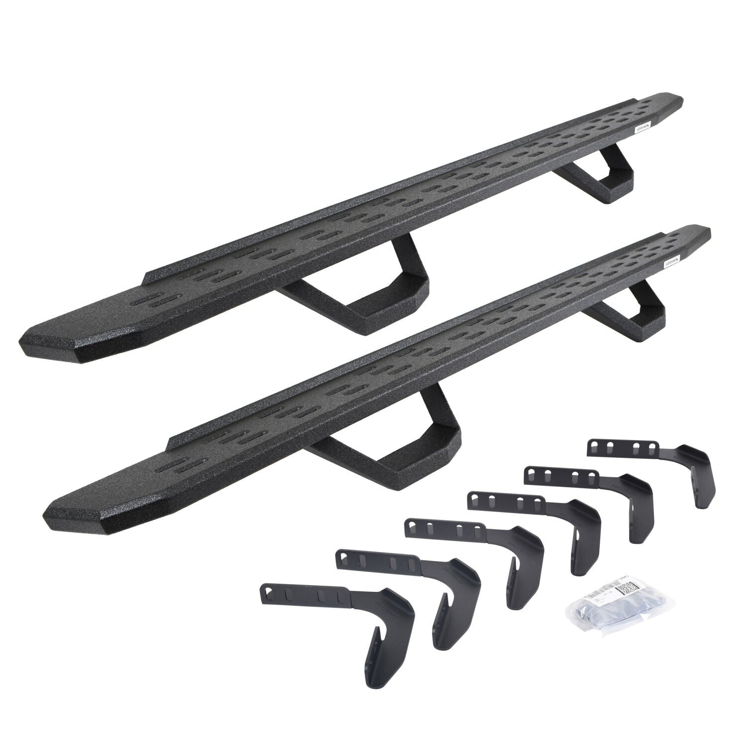 RB30 Running Boards with Mounting Brackets & 2 Pairs of Drops Steps Kit Protective Bedliner Coating 1999-2016 Ford F-250/F-350 Go Rhino