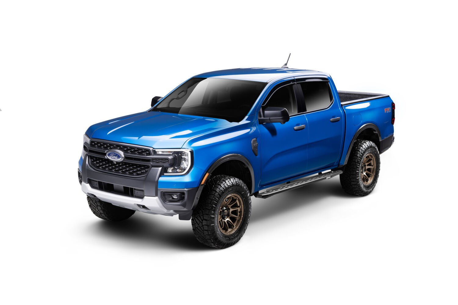 RB30 Slim Line Running Boards with Mounting Bracket Kit Textured Black 2019-2026 Ford Ranger Go Rhino