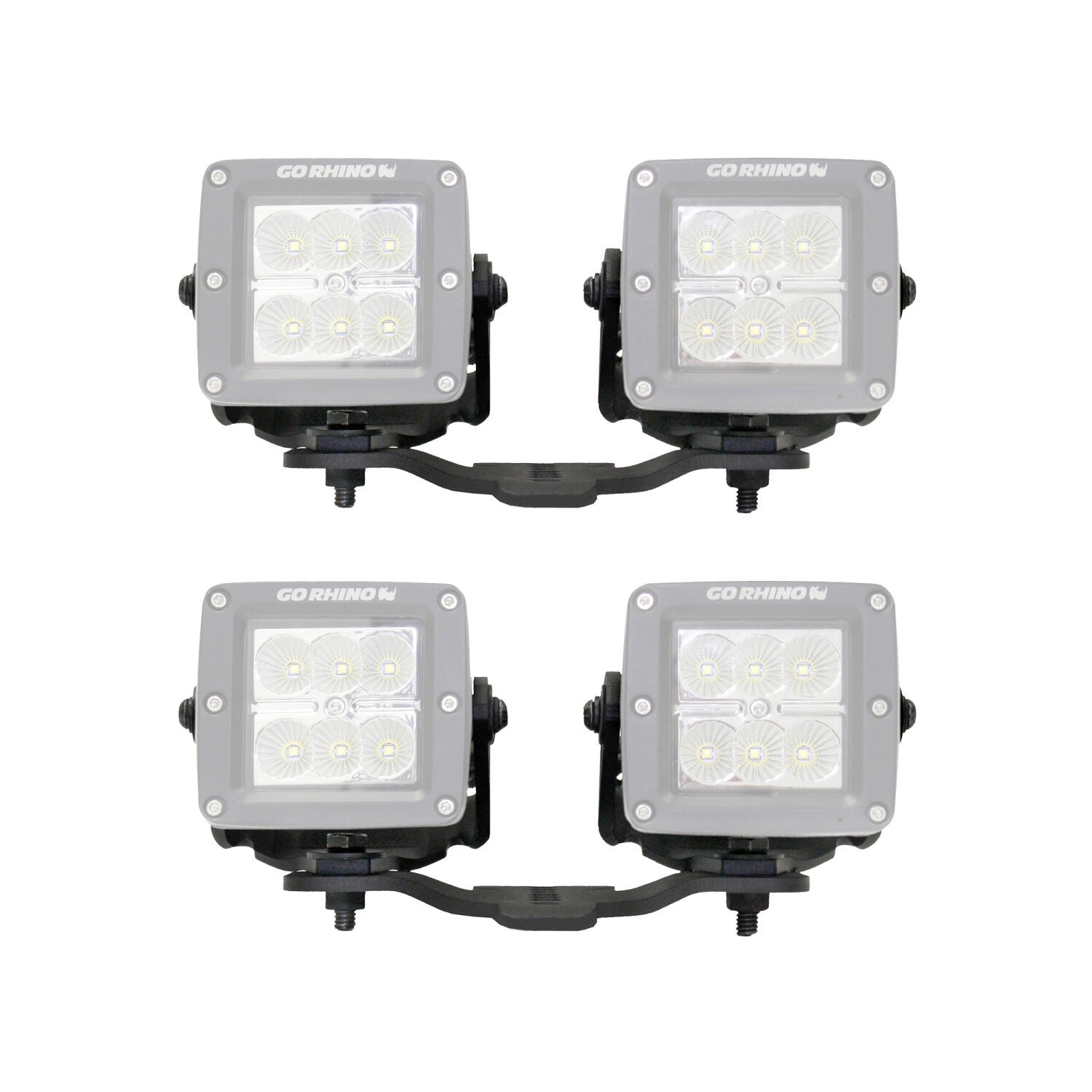 XE Hood Hinge Light Mount for Two 3 Inch X 3 Inch Standard Cube LED's Textured Black 2018-2026 Jeep Wrangler JL 2020-2025 Jeep Gladiator Go Rhino