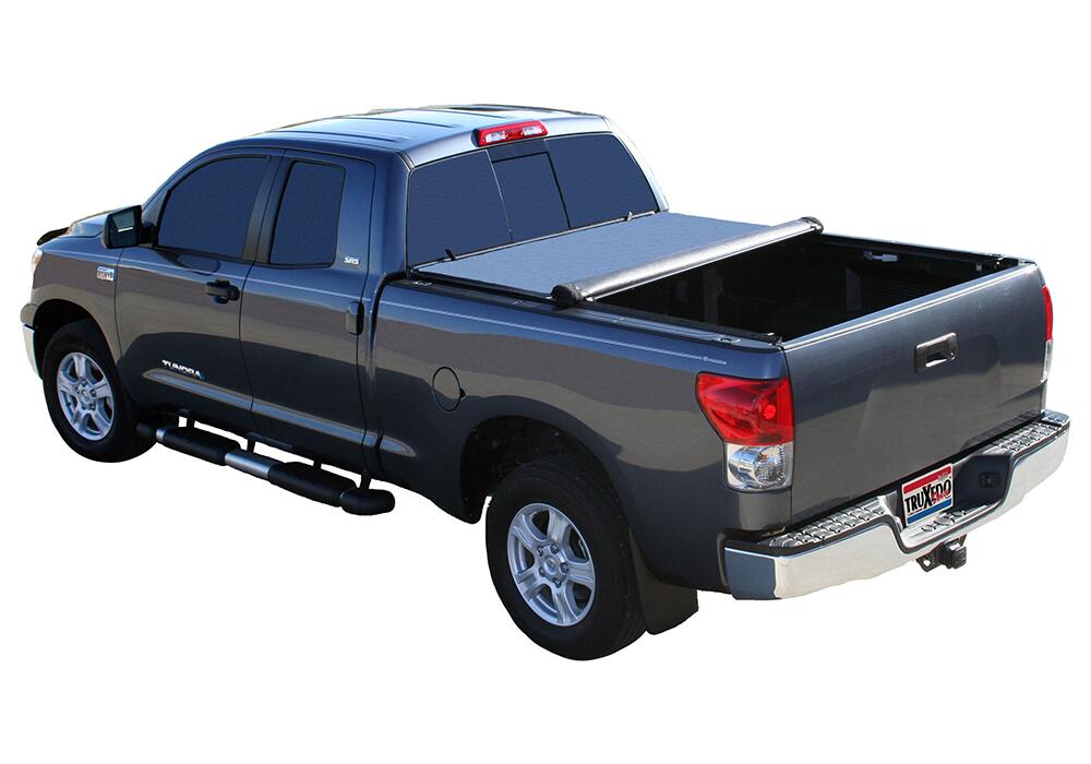 Deuce Tonneau Cover Black Compatible with Cargo Channel System 2007-2021 Toyota Tundra with Track System 5 Foot 6 Inch Bed with or without Trail Special Edition Storage Boxes Truxedo