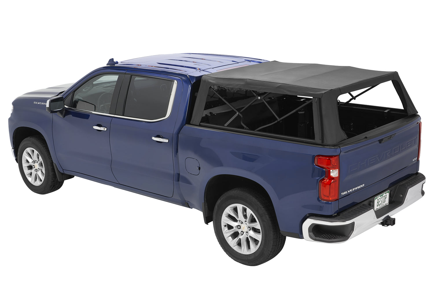 Supertop Truck Bed Cap 2 For Chevy/GMC 2019-2024 Silverado/Sierra 1500 5.8 Foot Black Diamond PVC Coated Sailcloth No Drill Bestop