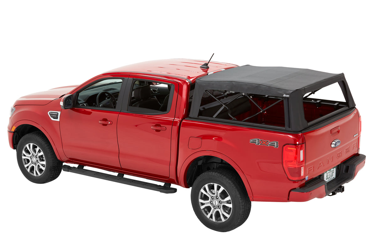 Supertop Truck Bed Cap 2 For Ford 2019-2024 Ranger 5.0 Foot Black Diamond PVC Coated Sailcloth No Drill Bestop