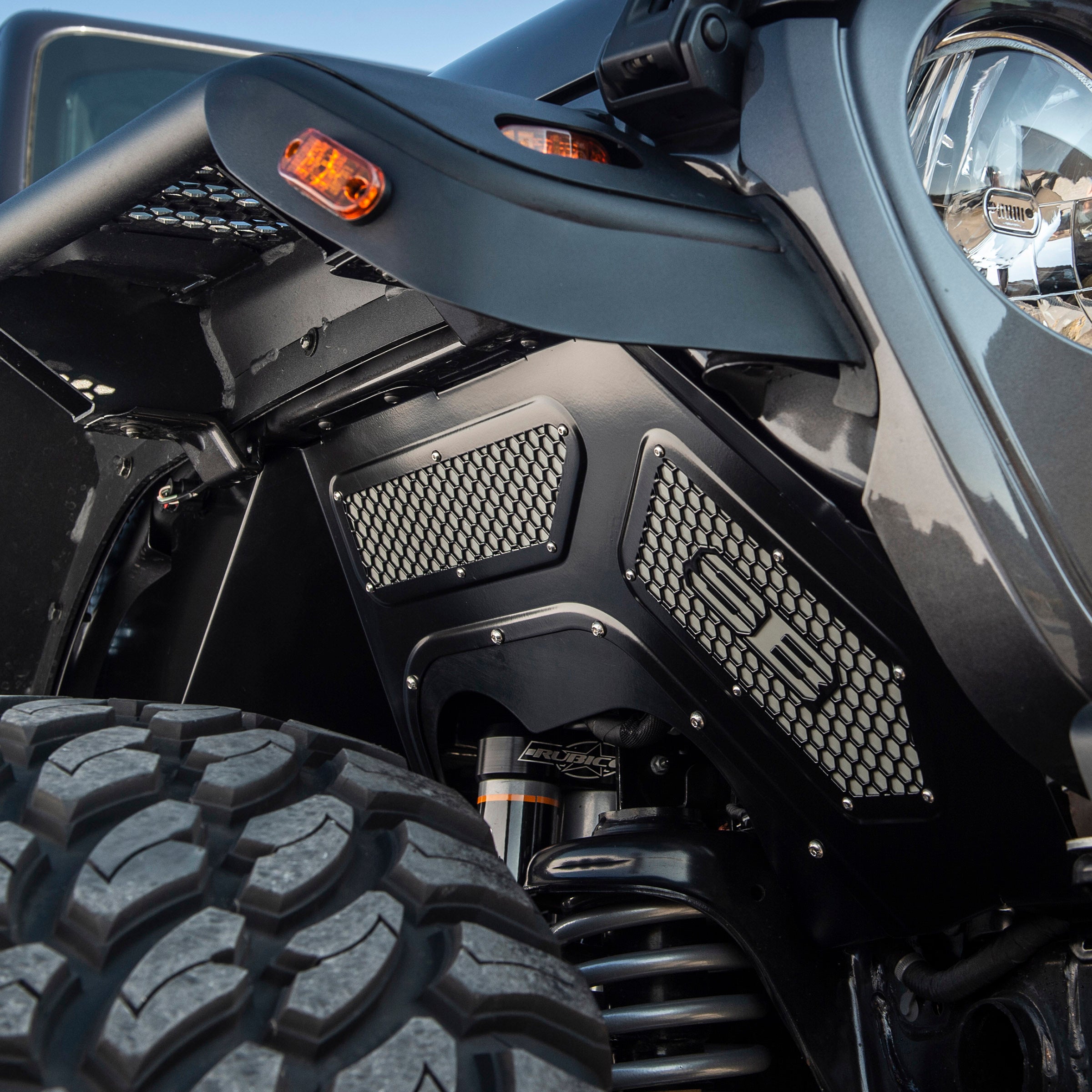 Front Inner Fender Liner w/ Pro Comp LED Rock Lights 2020-Up Jeep Gladiator; 2018-2022 Jeep Wrangler Smittybilt