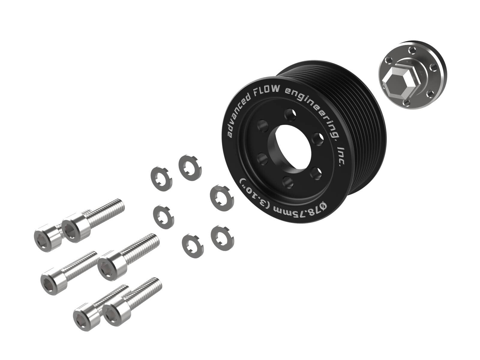 Supercharger Power Pulley Kit w/ Hub 3.10 Inch Dodge Charger/Challenger Hellcat 15-23 V8-6.2L Supercharged