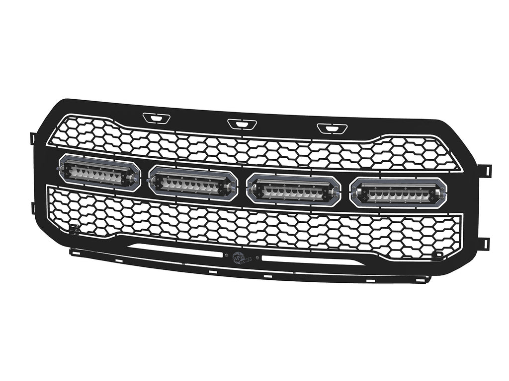 Scorpion Complete Replacement Tread Design Grille Flat Black w/ LED Lights Ford F-150 Raptor 17-20