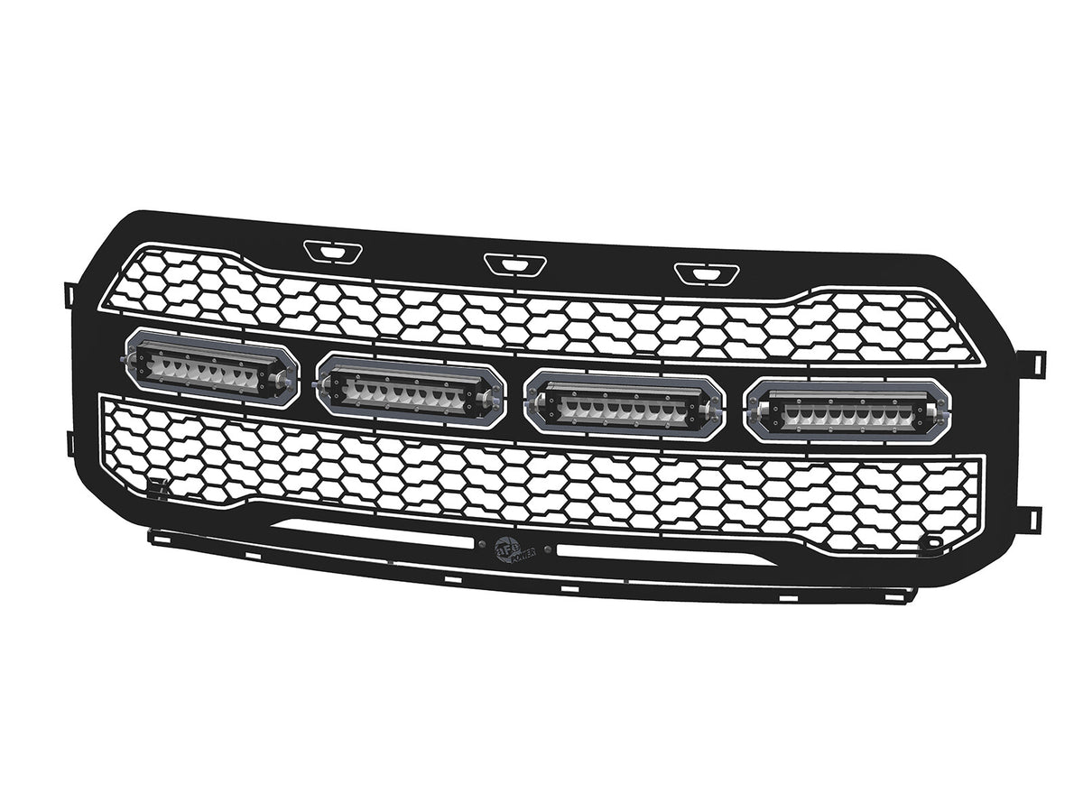 Scorpion Complete Replacement Tread Design Grille Flat Black w/ LED Lights Ford F-150 Raptor 17-20