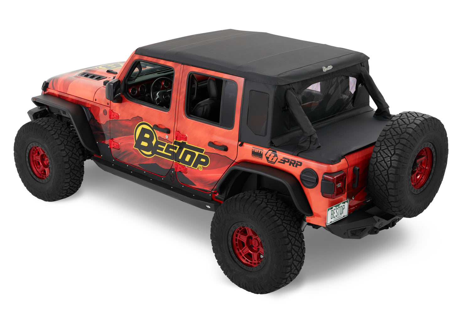 Jeep Wrangler Halftop Soft Top Conversion Kit For Jeep 2018-2023 Wrangler JL 4 Door Black Premium Twill Bestop
