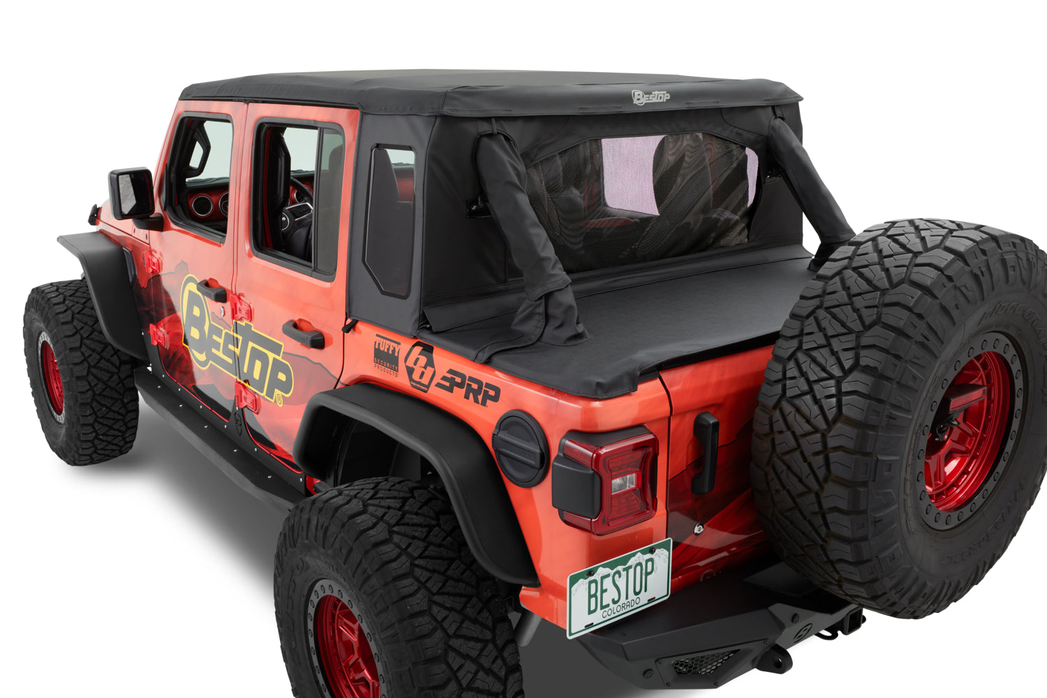 Jeep Wrangler Halftop Soft Top Conversion Kit For Jeep 2018-2023 Wrangler JL 4 Door Black Premium Twill Bestop