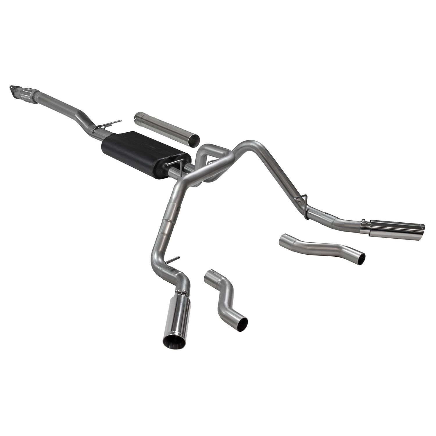 American Thunder Cat-Back Exhaust System Fits 2019-2026 Chevrolet/Gmc Silverado/Sierra 2.7-Liter, Cat-Back, Dual Out Rear/Side Exit, Stainless Steel Exhaust System Flowmaster