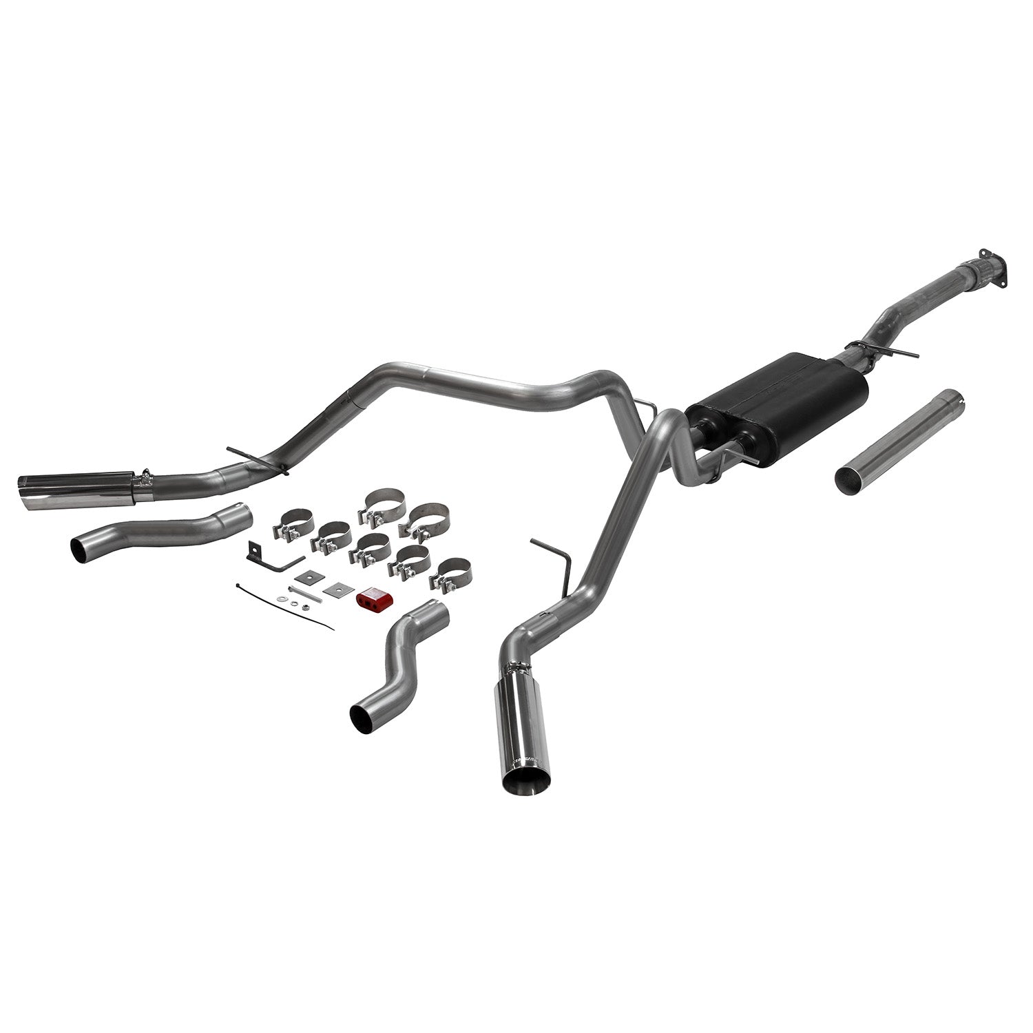 American Thunder Cat-Back Exhaust System Fits 2019-2026 Chevrolet/Gmc Silverado/Sierra 2.7-Liter, Cat-Back, Dual Out Rear/Side Exit, Stainless Steel Exhaust System Flowmaster