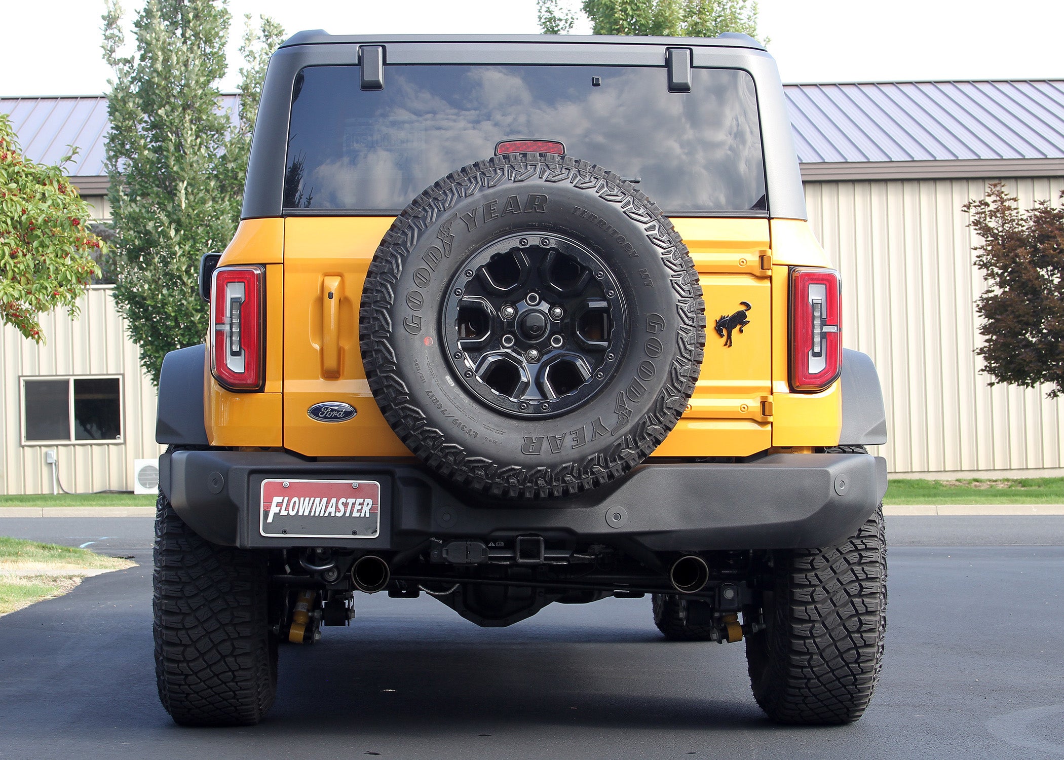 Outlaw Cat-Back Exhaust System Fits 2021-2025 Ford Bronco 2.3/2.7-Liter, Outlaw Cat-Back 3.00-Inch Stainless Steel Exhaust System, 4.00-Inch Black Chrome Tips, Dual Out Rear Exit, 2 Door Models Flowmaster