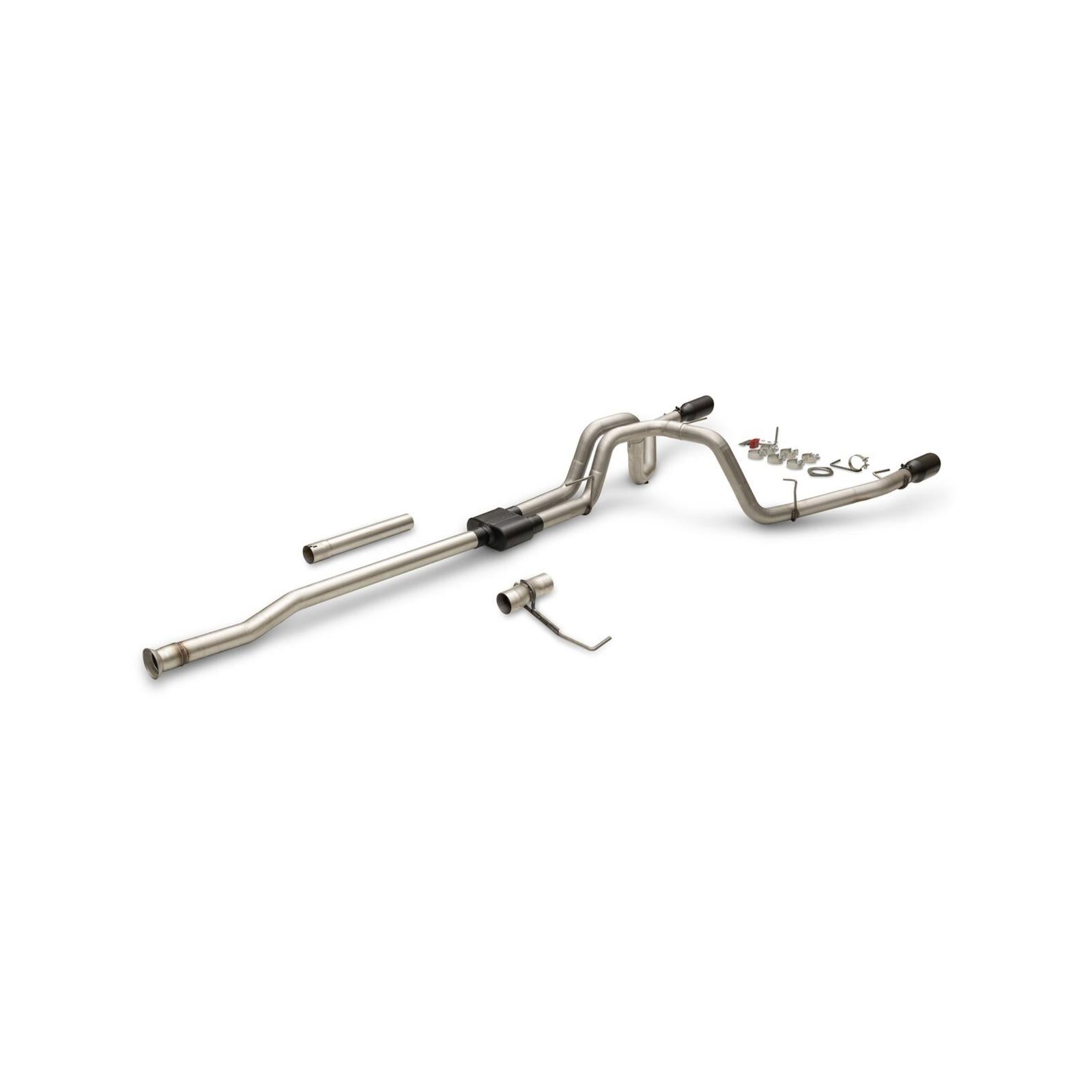 Outlaw Cat-Back Exhaust System Fits 2021-2025 Ford F150 2.7, 3.5 And 5.0-Liter, Powerboost And Non-Hybrid With Factory Dual Tailpipes, Outlaw Cat-Back 3.0-Inch Stainless Steel Exhaust System, 4.50-Inch Black Tips Flowmaster