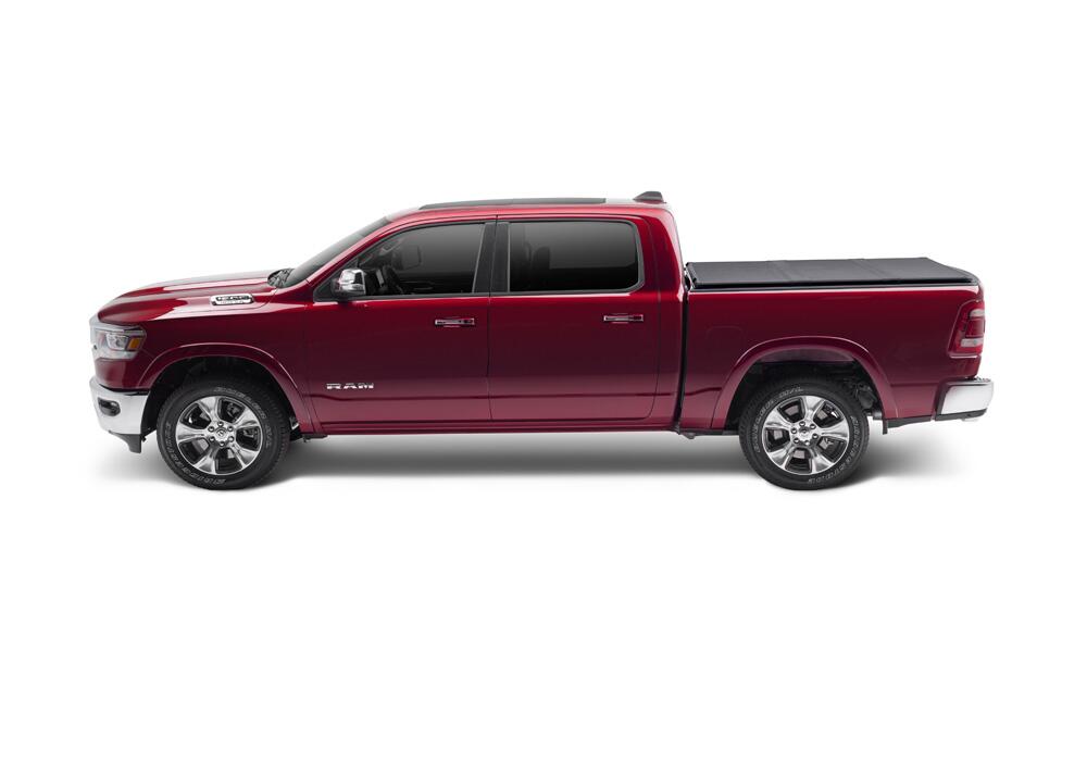 Solid Fold 2.0 Tonneau Cover Black Textured Paint 2019-2025 (New Body Style) Ram 5' 7 inch Bed with RamBox with or without Multifunction Tailgate Extang