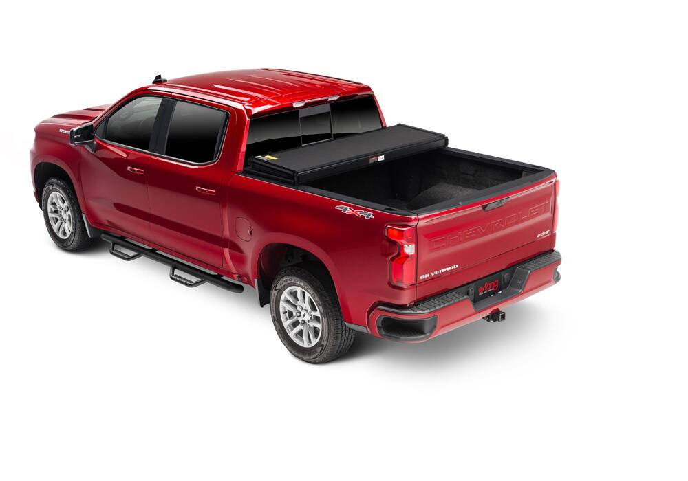 Solid Fold 2.0 Tonneau Cover Black Textured Paint 2019 (New Body Style)-2025 Silverado/Sierra (without CarbonPro Bed) 5' 9 inch Bed without Factory Side Storage Boxes with or without MultiPro/MultFlex Tailgate Extang