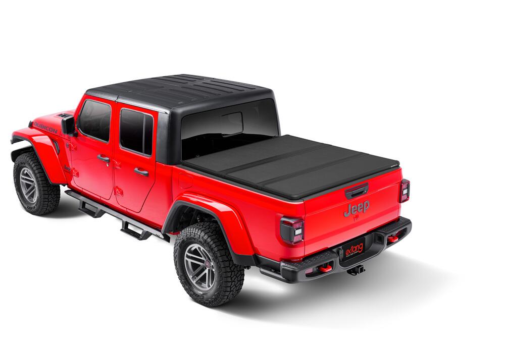 Solid Fold 2.0 Tonneau Cover Black Textured Paint 2020-2025 Jeep Gladiator (JT) with Trail Rail System Extang