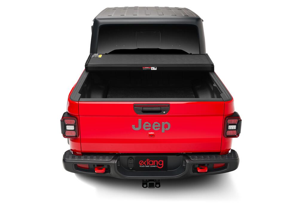 Solid Fold 2.0 Tonneau Cover Black Textured Paint 2020-2025 Jeep Gladiator (JT) with Trail Rail System Extang
