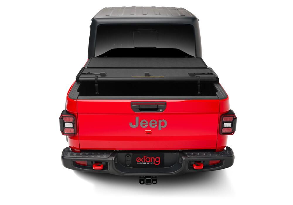 Solid Fold 2.0 Tonneau Cover Black Textured Paint 2020-2025 Jeep Gladiator (JT) with Trail Rail System Extang