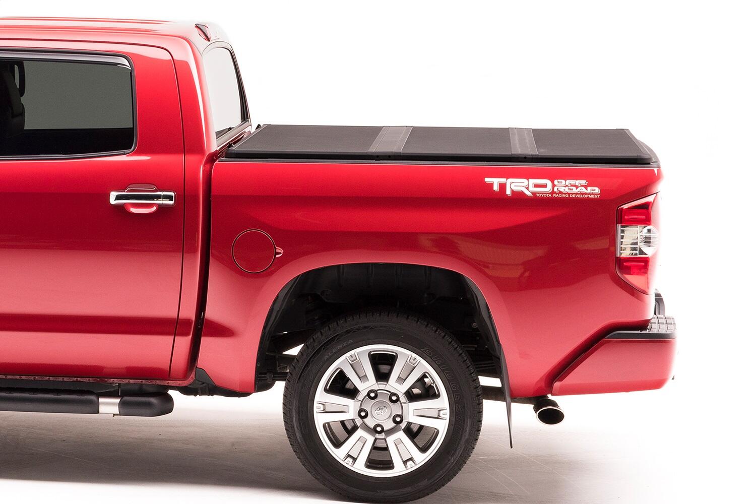 Solid Fold 2.0 Tonneau Cover Black Textured Paint 2007-2013 Toyota Tundra 8' Bed with Deck Rail System Extang