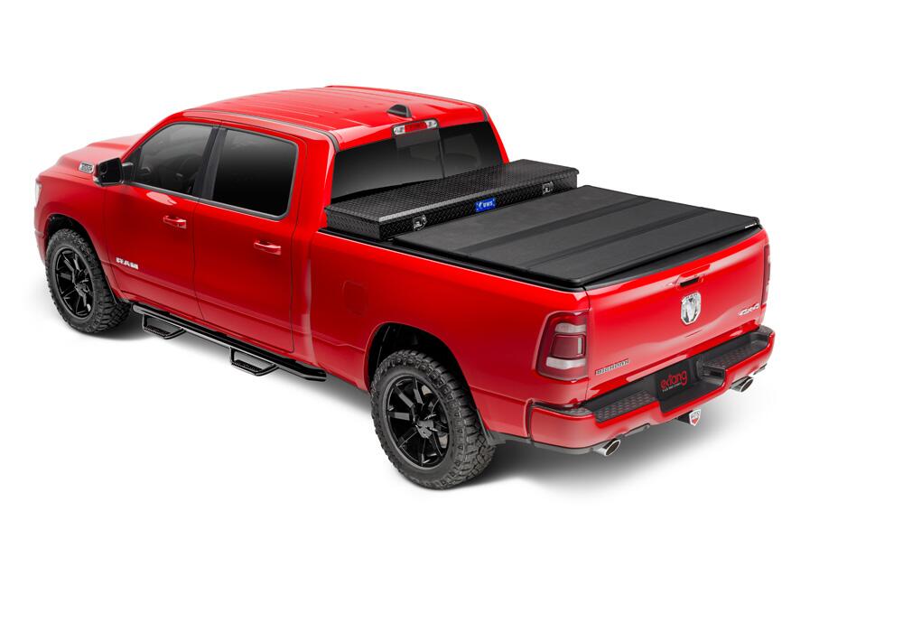 Solid Fold 2.0 Tool Box Tonneau Cover Black Textured Paint For Use w/Existing Tool Box Tool Box Not Included 2019-2026 (New Body Style) Ram 1500 6' 4 inch Bed without RamBox without Multifunction Tailgate Extang