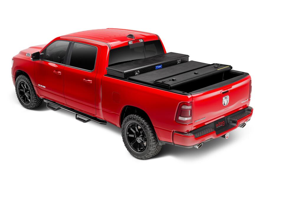 Solid Fold 2.0 Tool Box Tonneau Cover Black Textured Paint For Use w/Existing Tool Box Tool Box Not Included 2019-2026 (New Body Style) Ram 1500 6' 4 inch Bed without RamBox without Multifunction Tailgate Extang