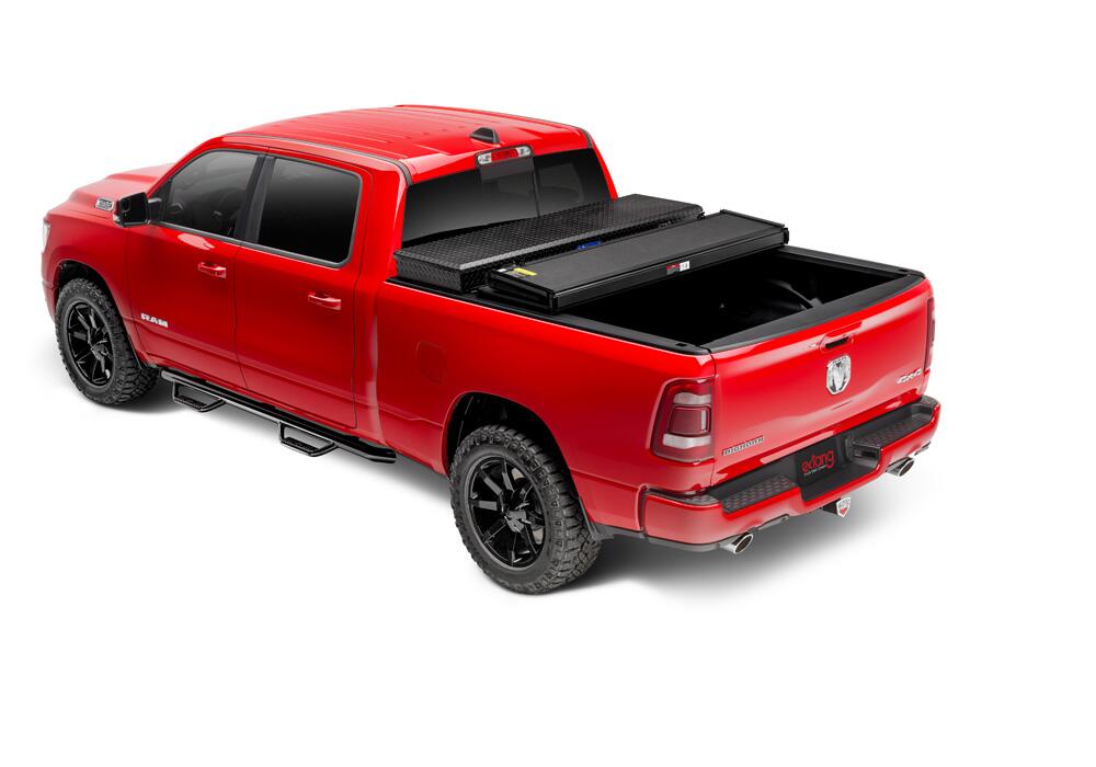 Solid Fold 2.0 Tool Box Tonneau Cover Black Textured Paint For Use w/Existing Tool Box Tool Box Not Included 2019-2026 (New Body Style) Ram 1500 6' 4 inch Bed without RamBox without Multifunction Tailgate Extang