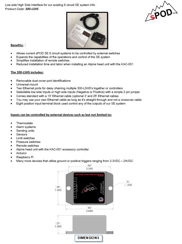Low Side High Side Interface - Universal sPOD
