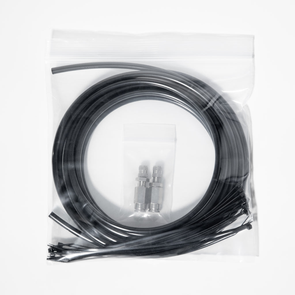 Replacement Manual Inflation Kit (16 Foot of 1/4 Inch air line, Qty 2 schrader inflation valves, Qty 16 zip ties) LogiQ Suspension