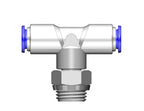1/4 Inch PTC x 1/4 Inch PTC x 1/4 Inch NPT Nickel Plated Self Sealing Tee Fitting LogiQ Suspension