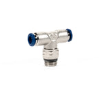 1/4 Inch PTC x 1/4 Inch PTC x 1/4 Inch NPT Nickel Plated Self Sealing Tee Fitting LogiQ Suspension