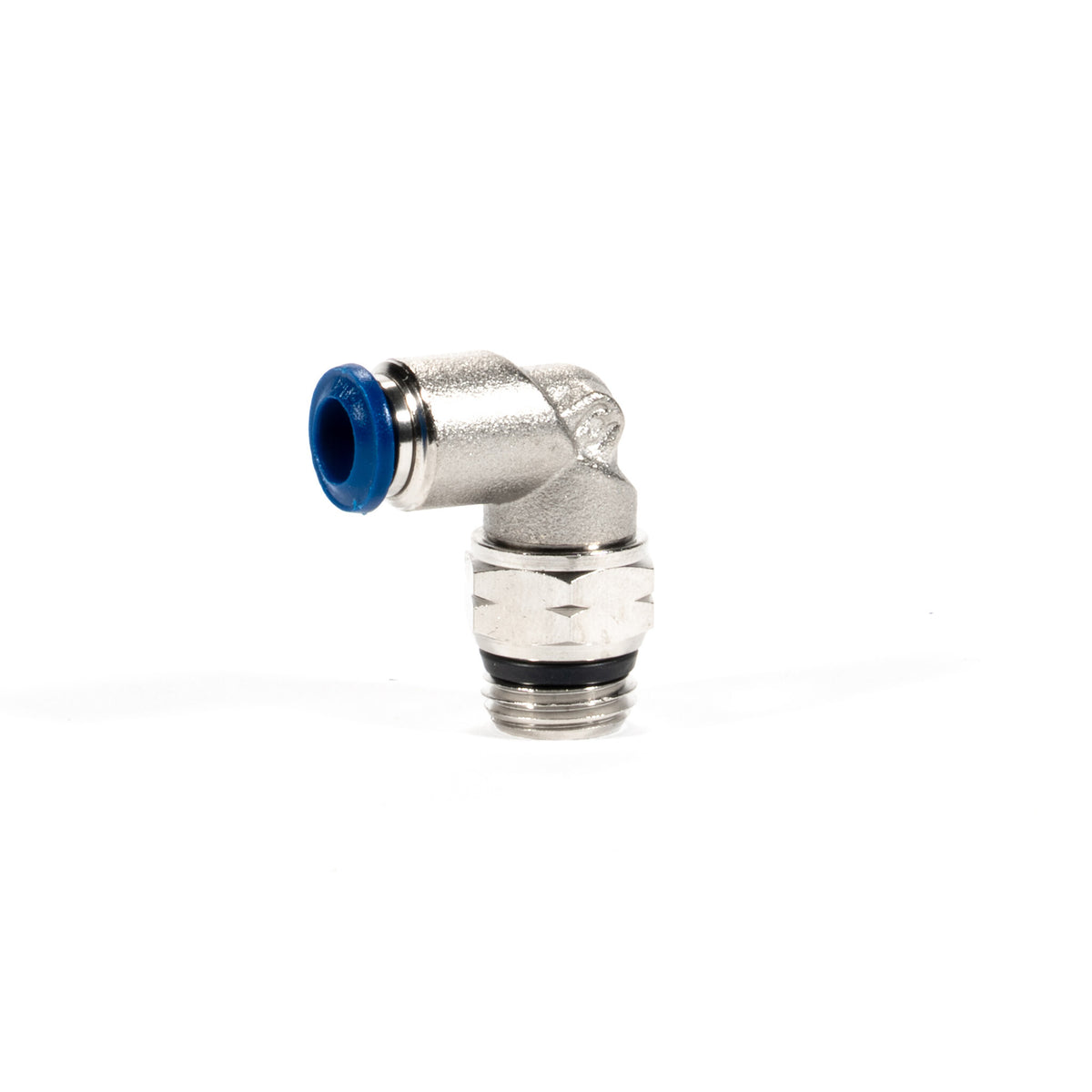1/4 Inch PTC x 1/4 Inch NPT Nickel Plated Self Sealing Elbow Fitting LogiQ Suspension