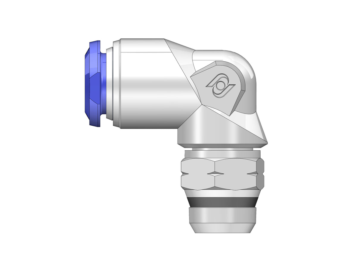 3/8 Inch PTC x 1/4 Inch NPT Nickel Plated Self Sealing Elbow Fitting LogiQ Suspension