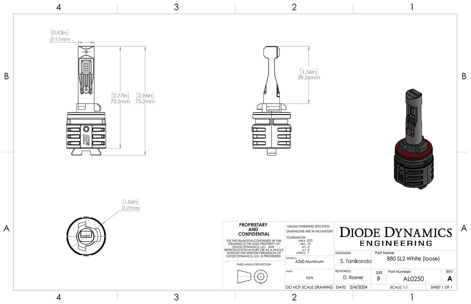 Diode Dynamics 880/881 Yellow SL2 LED Bulb (one)