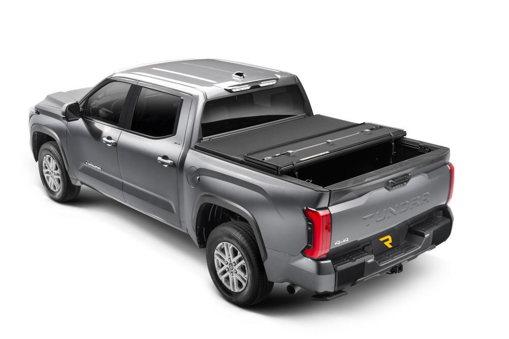 Solid Fold ALX Tonneau Cover Black Textured Paint 2014-2021 Toyota Tundra 6' 7 inch Bed without Deck Rail System Extang